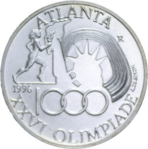 reverse: 1000 LIRE 1996 OLIMPIADE DI ATLANTA AG. 14,6 GR. FDC