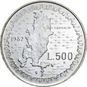 reverse: 500 LIRE 1982 GARIBALDI AG. 11 GR. FDC