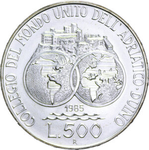 reverse: 500 LIRE 1985 MONDO UNITO DELL ADRIATICO AG. 11 GR. FDC