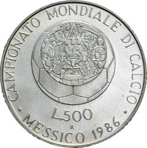 reverse: 500 LIRE 1986 MONDIALI CALCIO MESSICO AG. 11 GR. FDC