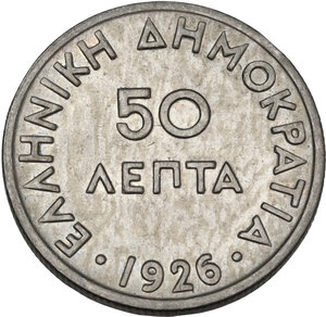 reverse: Greece. CU-NI 50 Lepta 1926