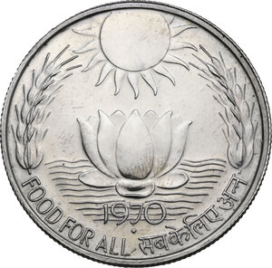 obverse: India.  Republic. AR 10 Rupee 1970