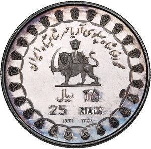 reverse: Iran.  Muhammad Reza Shah (1941-1979). AR 25 rials, 1971/SH1350