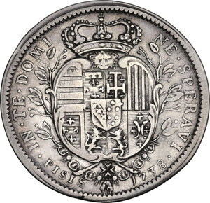 reverse: Italy .  Francesco III d Asburgo Lorena (1737-1780). Half Francescone 1738