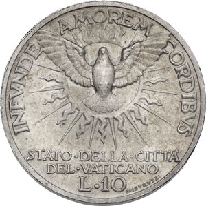 reverse: Italy .  Sede Vacante (1939). 10 Lire, Città del Vaticano mint