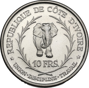 reverse: Ivory Coast. AR 10 Francs 1966