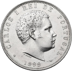 obverse: Portugal.  Carlos I (1889-1908). AR 1000 Reis 1899, Lisbon mint