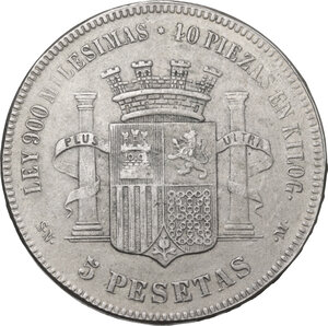 obverse: Spain.  Republic. 5 pesetas 1870