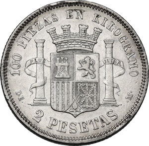 obverse: Spain.  Republic. 2 Pesetas 1870