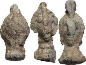 reverse: Lot of three (3) Groma PB weights in the shape of human heads.  Roman period, 1st-3rd century AD