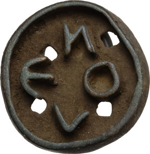 obverse: AE Bread stamp with four letters.  Byzantine