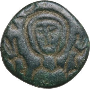 obverse: AE seal stamp with bust of Madonna Orans.  Byzantine.  Height: 25 mm. Diameter of the seal: 11 mm