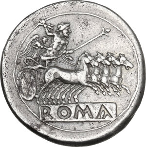 reverse: Anonymous. AR Quadrigatus, uncertain Sicilian mints, 218-217 BC