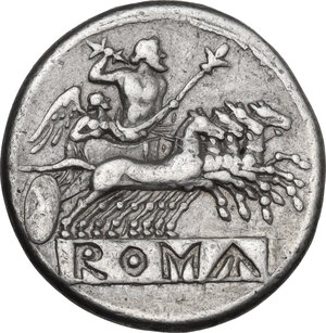 reverse: Anonymous. AR Quadrigatus, uncertain Sicilian mints, 218-217 BC