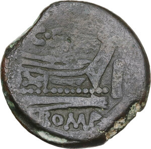 reverse: C. Saxula. AE As, 169-158 BC