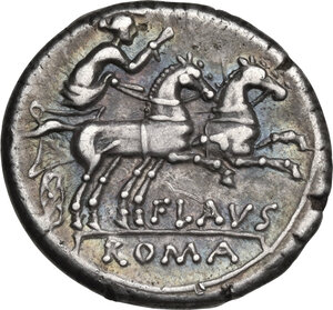 reverse: Decimius Flavus. Denarius, 150 BC