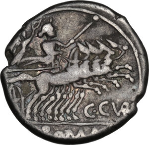 reverse: C. Curiatius Trigeminus. Denarius, 142 BC
