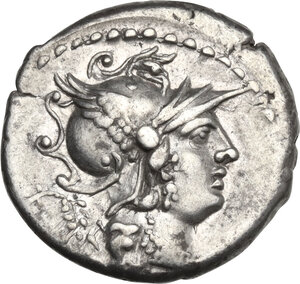 obverse: C. Servilius M.f.. Denarius, 136 BC