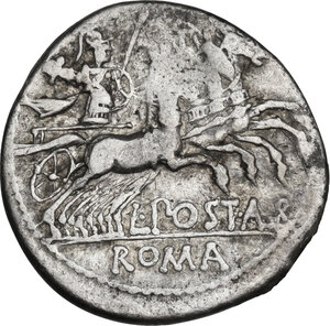 reverse: L. Postumius Albinus. Denarius, 131 BC