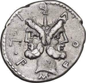 obverse: M. Furius L.f. Philus.. AR Denarius, 119 BC