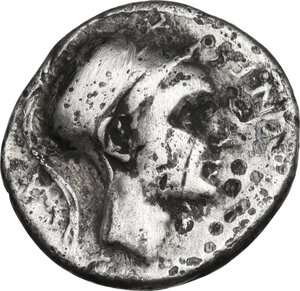 obverse: Cn. Blasio Cn.f.. Denarius, 112-111 BC