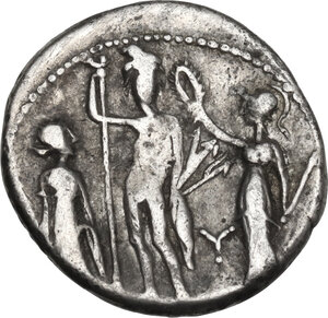 reverse: Cn. Blasio Cn.f.. Denarius, 112-111 BC