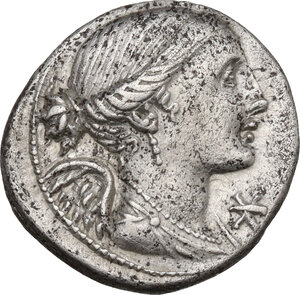 obverse: L. Valerius Flaccus.. AR Brockage Denarius, 108-107 BC