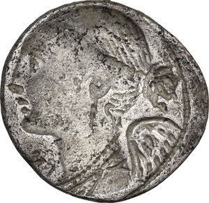 reverse: L. Valerius Flaccus.. AR Brockage Denarius, 108-107 BC