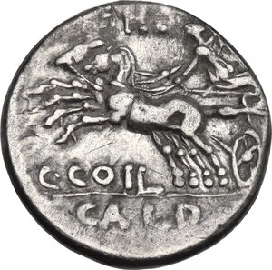 reverse: C. Coelius Caldus. . AR Denarius, 104 BC