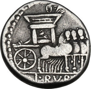 reverse: L. Rubrius Dossenus. Denarius, Rome mint, 87 BC