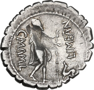 reverse: C. Mamilius Limetanus. Denarius serratus, Rome mint, 82 BC