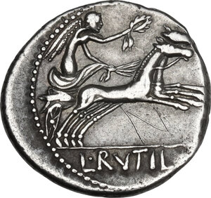 reverse: L. Rutilius Flaccus. Denarius, Rome mint, 77 BC