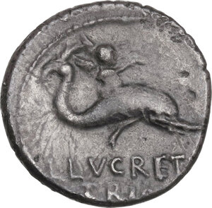 reverse: L. Lucretius Trio. Denarius, Rome mint, 74 BC