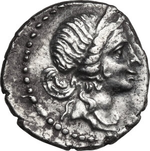 obverse: Caius Julius Caesar. Denarius, uncertain African mint, 47-46 BC