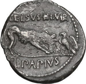 reverse: L. Papius Celsus. Denarius, Rome mint, 45 BC
