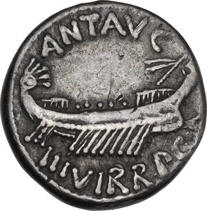 obverse: Marcus Antonius. Denarius, mint moving with Marcus Antonius, 32-31 BC. LEG II