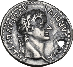 obverse: Tiberius (14-37).. Fourrée Denarius