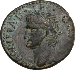 obverse: Agrippa (died 12 BC).. AE As, struck by Tiberius or Caligula