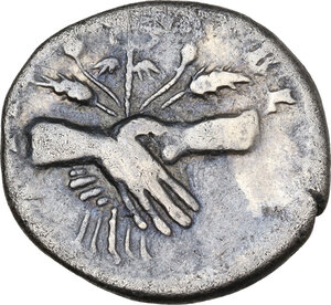 reverse: Titus as Caesar (69-79).. AR Denarius. Struck under Vespasian, 73 AD