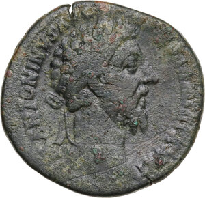 obverse: Marcus Aurelius (161-180).. AE Sestertius, 176-177