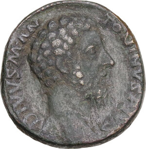 obverse: Divus Marcus Aurelius (died 180 AD).. AE Sestertius, 180 AD