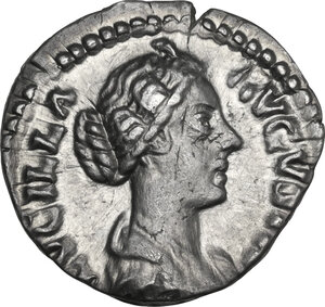 obverse: Lucilla, wife of Lucius Verus (died 183 AD).. AR Denarius, 164-180