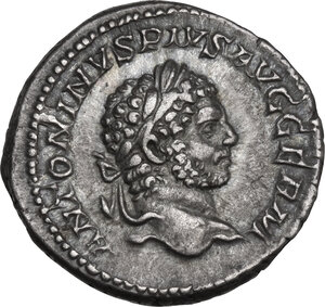 obverse: Caracalla (198-217). AR Denarius, 214 AD