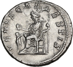 reverse: Julia Soemias, mother of Elagabalus (died 222 AD).. AR Denarius. Struck under Elagabalus, 218-220
