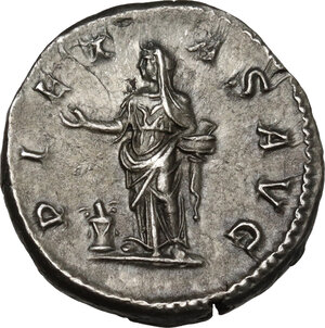 reverse: Julia Maesa, grandmother of Elagabalus (died 225 AD).. AR Denarius. Struck under Elagabalus, 218-220