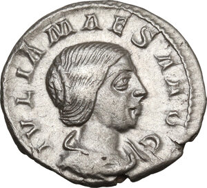 obverse: Julia Maesa, grandmother of Elagabalus (died 225 AD). AR Denarius. Struck under Elagabalus, 218-220