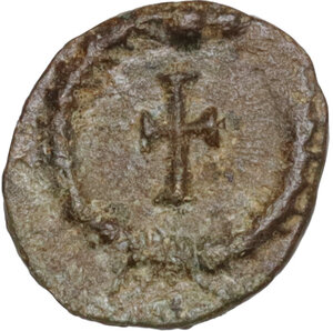 reverse: Vandals (?) , Pseudo Imperial coinage.. AE 10 mm, 5th century AD. Cross within wreath type