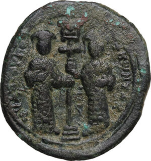 reverse: Constantine X Ducas with Eudocia (1059-1067).. AE Follis