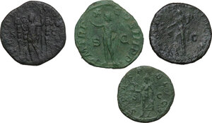 reverse: The Roman Empire. Lot of 3 AE Sestertii and 1 AE As, including: Trajan, Severus Alexander and Maximinus Thrax