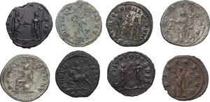 reverse: The Roman Empire. Lot of 8 BI (4) and AE (4) Antoniniani, including: Probus, Aurelian, Maximian, Philip I, Gallienus